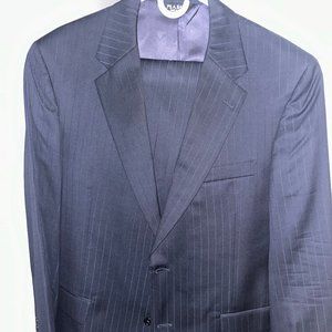 Men's 41R Navy Pinstriped Suit